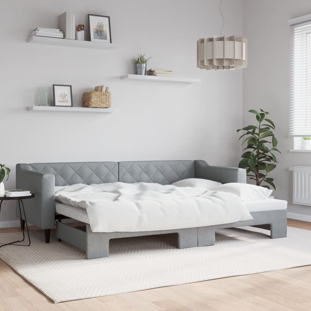 vidaXL Denná posteľ s rozkladacou posteľou bledosivá 80x200 cm látka