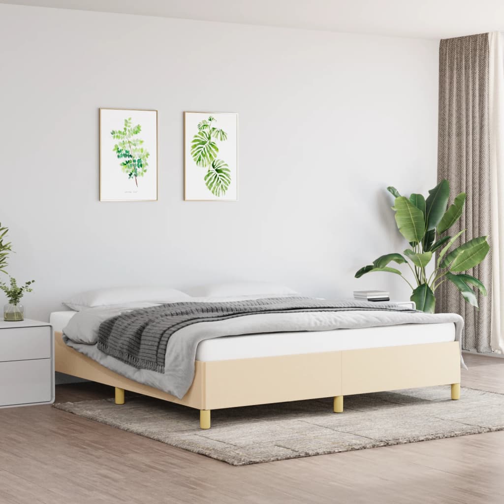 vidaXL Posteľný rám krémový 160x200 cm látka