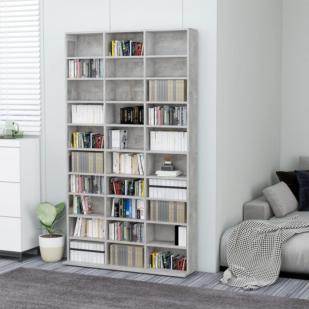 vidaXL Skrinka na CD, betónovo sivá 102x16x177,5 cm, kompozitné drevo