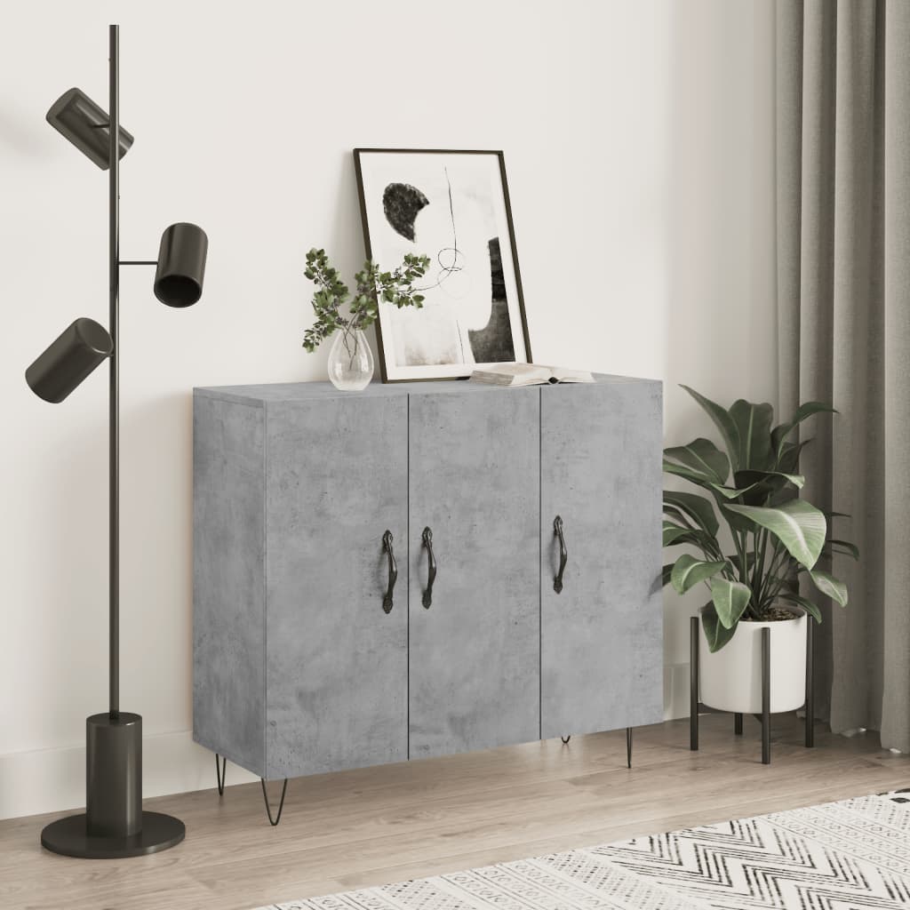 vidaXL Komoda betónová sivá 90x34x80 cm kompozitné drevo
