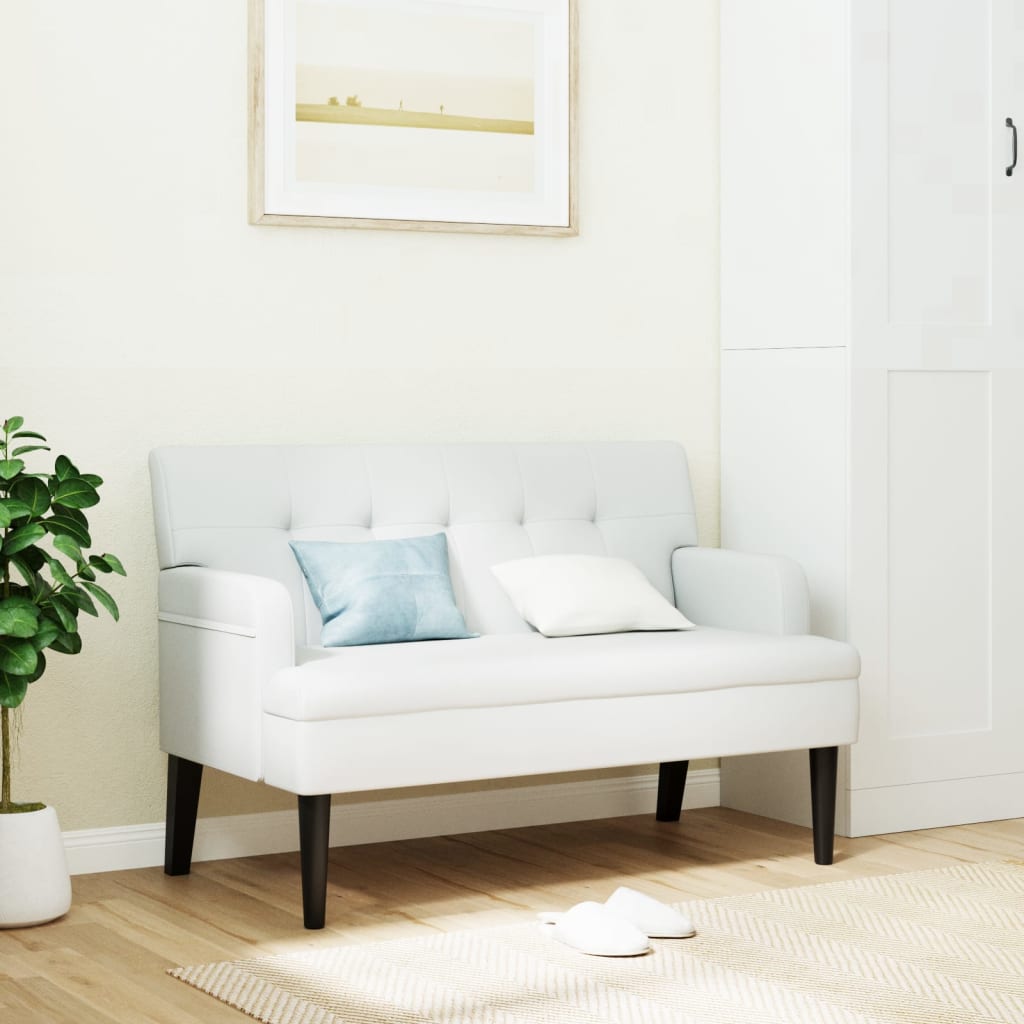vidaXL Lavička s operadlom biela 112x65,5x75 cm umelá koža