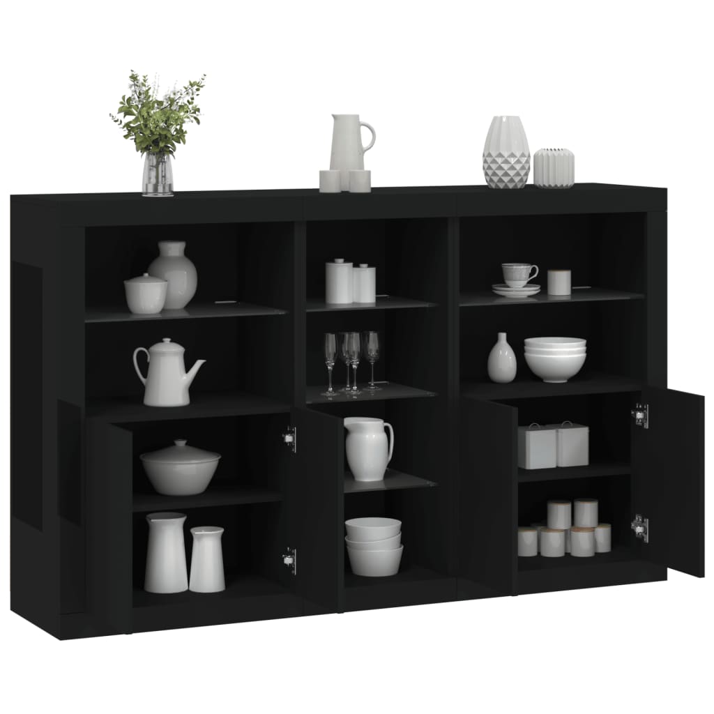 vidaXL Komoda s LED svetlami čierna 162x37x100 cm