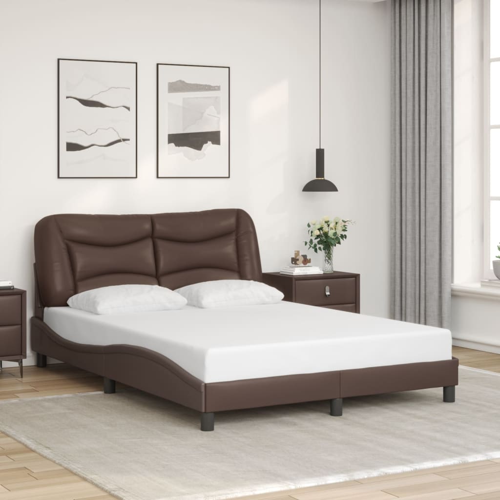 vidaXL Posteľný rám s čelom hnedý 120x200 cm umelá koža