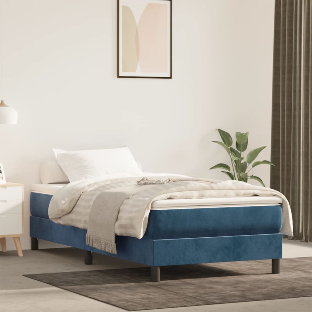 vidaXL Matrac s taštičkovými pružinami tmavomodrý 120x190x20 cm zamat