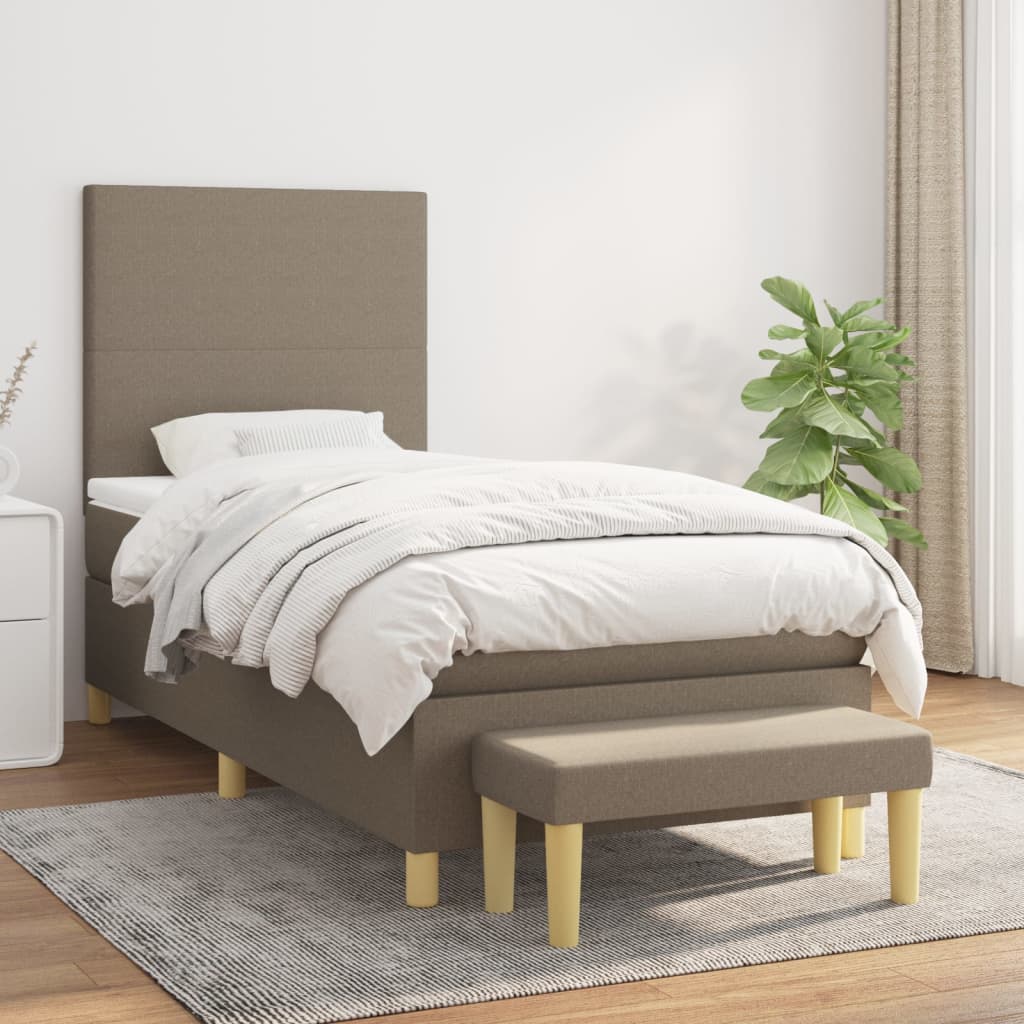 vidaXL Posteľný rám boxsping s matracom sivohnedý 80x200 cm látka