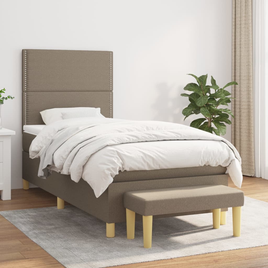 vidaXL Posteľný rám boxsping s matracom sivohnedý 80x200 cm látka