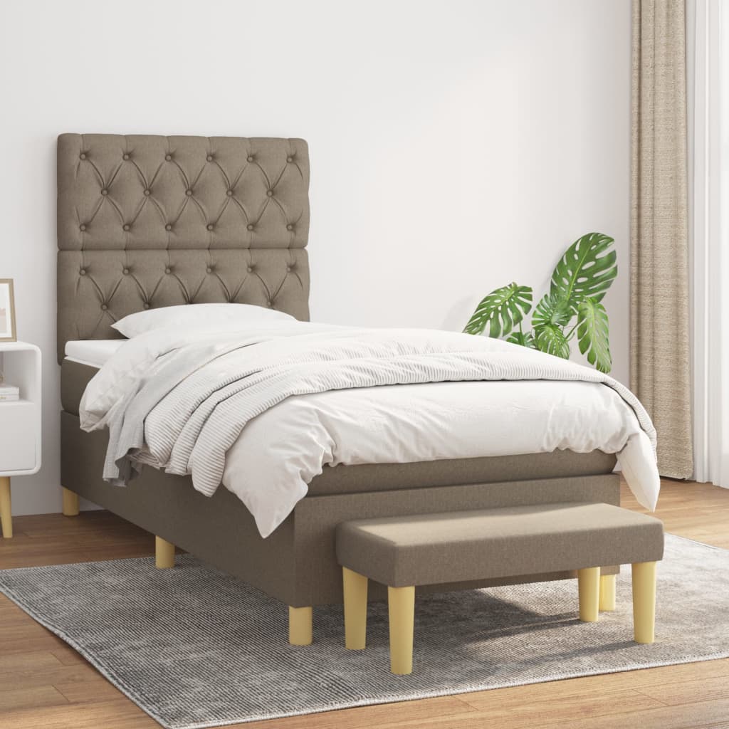 vidaXL Posteľný rám boxsping s matracom sivohnedý 80x200 cm látka