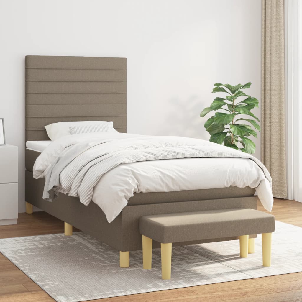 vidaXL Posteľný rám boxsping s matracom sivohnedý 80x200 cm látka