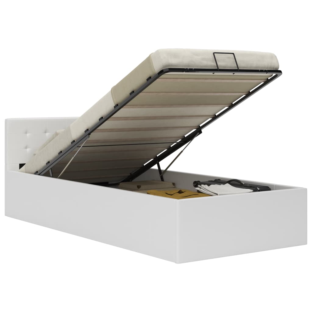 vidaXL Hydraulický posteľný rám+úložný priestor, umelá koža 90x200 cm