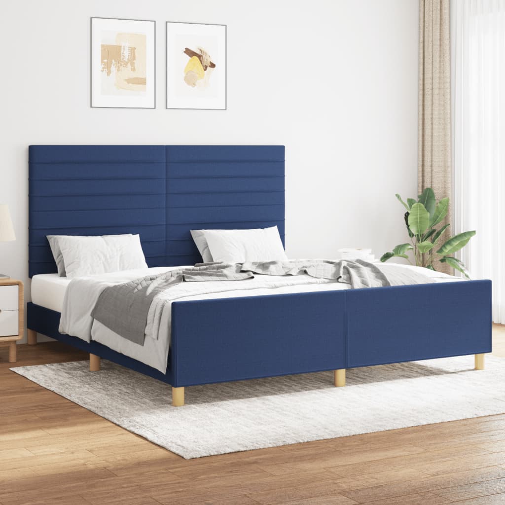 vidaXL Posteľ bez matracamodrá 160x200 cm látka