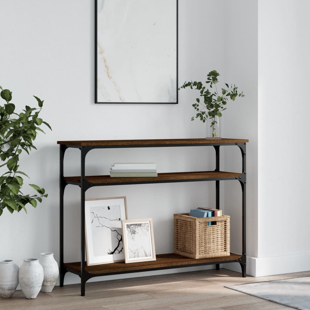 vidaXL Konzolový stolík hnedý dub 100x29x75 cm kompozitné drevo