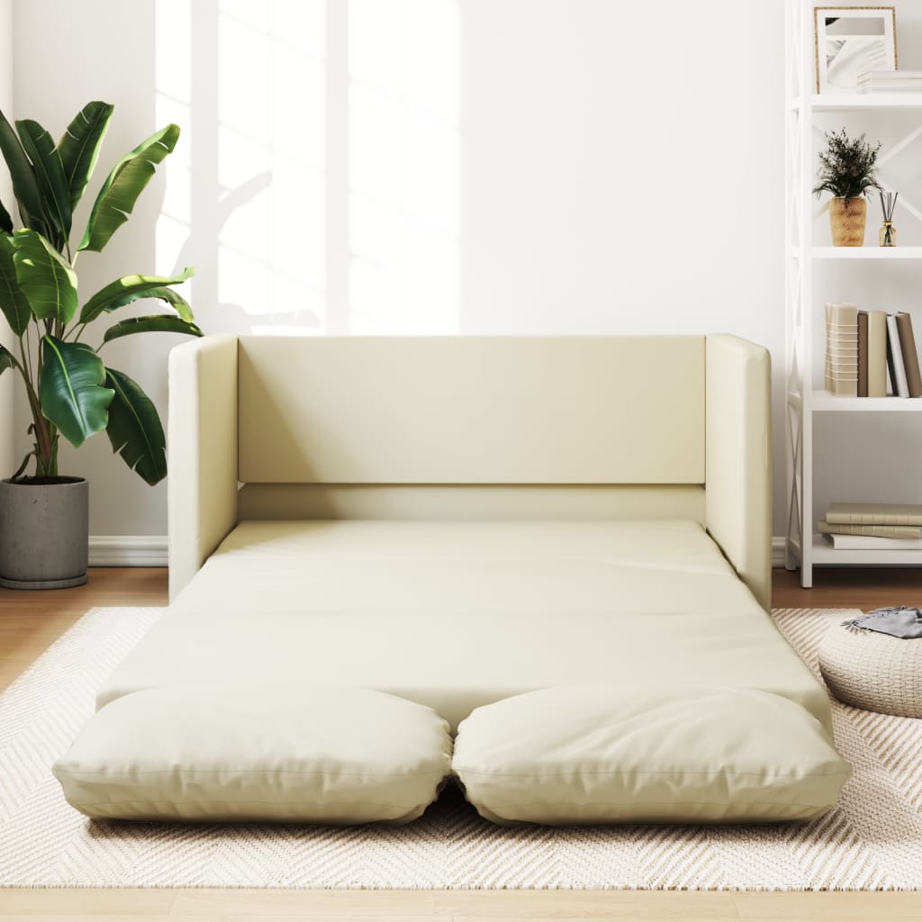 vidaXL Podlahová rozklad. pohovka 2v1 krémová 112x174x55 cm umelá koža