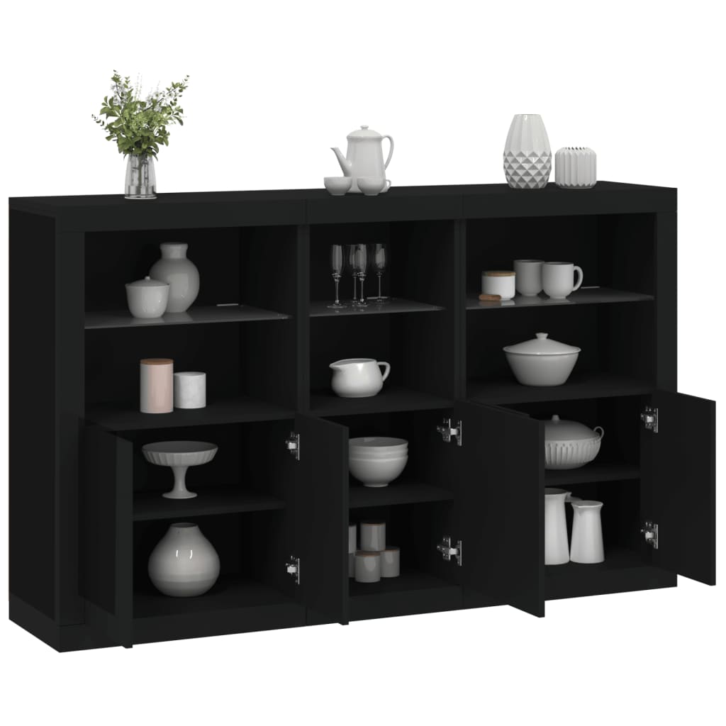 vidaXL Komoda s LED svetlami čierna 162x37x100 cm