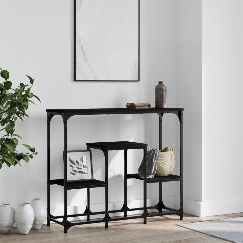 vidaXL Konzolový stolík čierny 89,5x28x76 cm kompozitné drevo