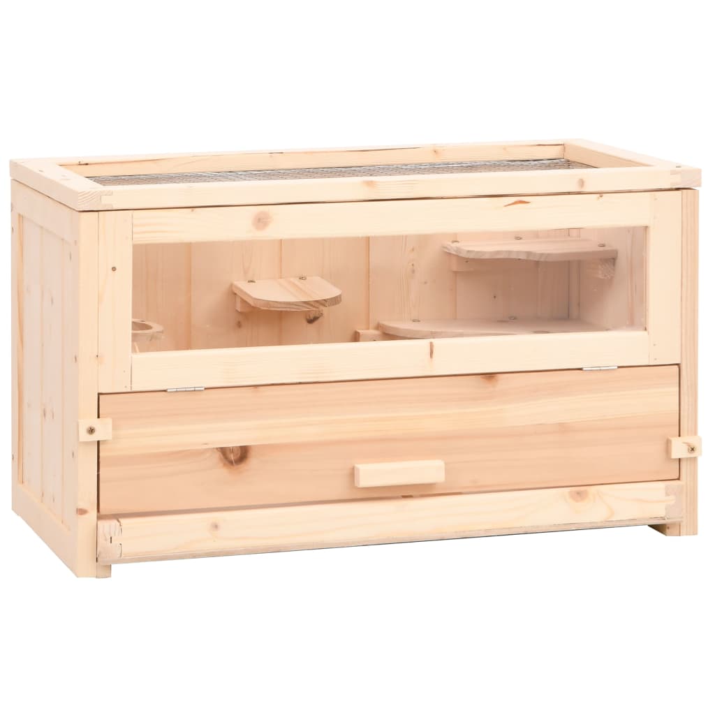 vidaXL Klietka pre škrečka 60x30x35 cm jedľové masívne drevo
