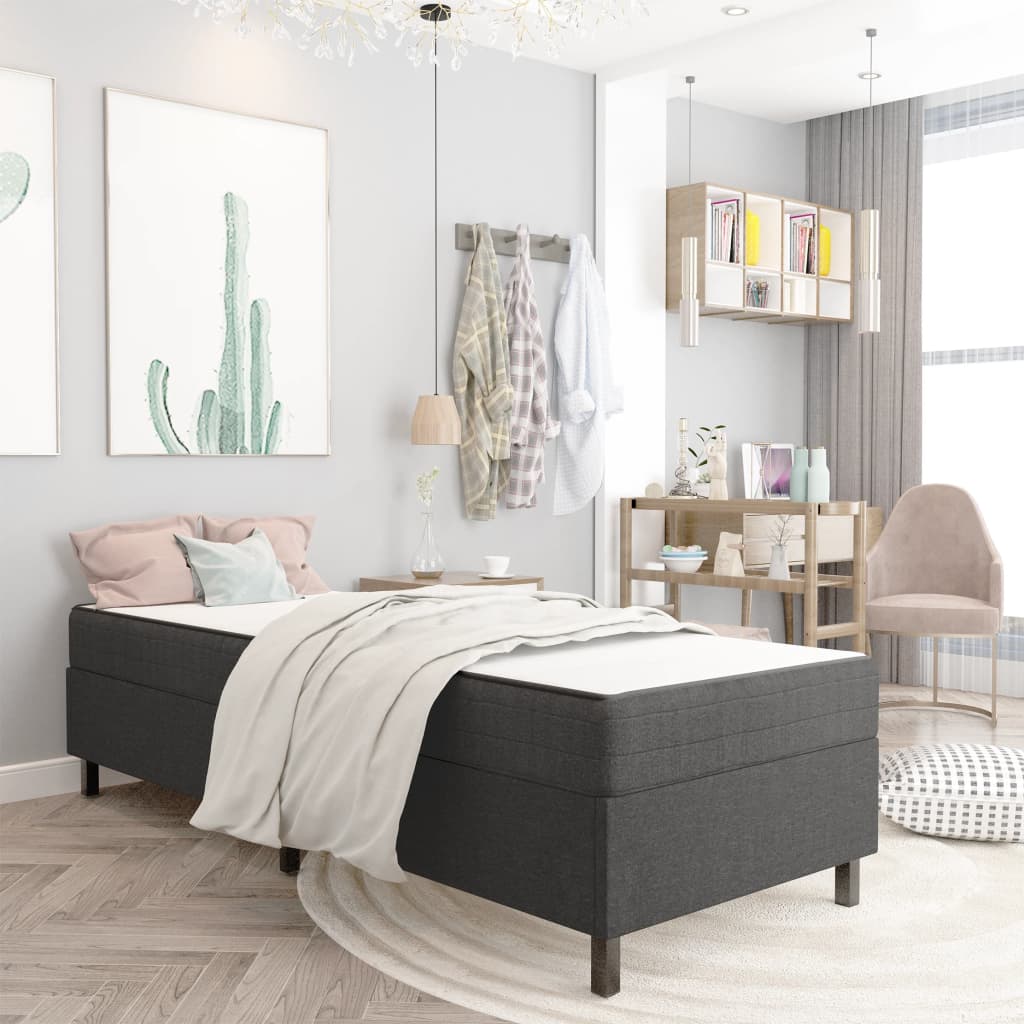 vidaXL Posteľ boxspring tmavošedá látková 100x200 cm