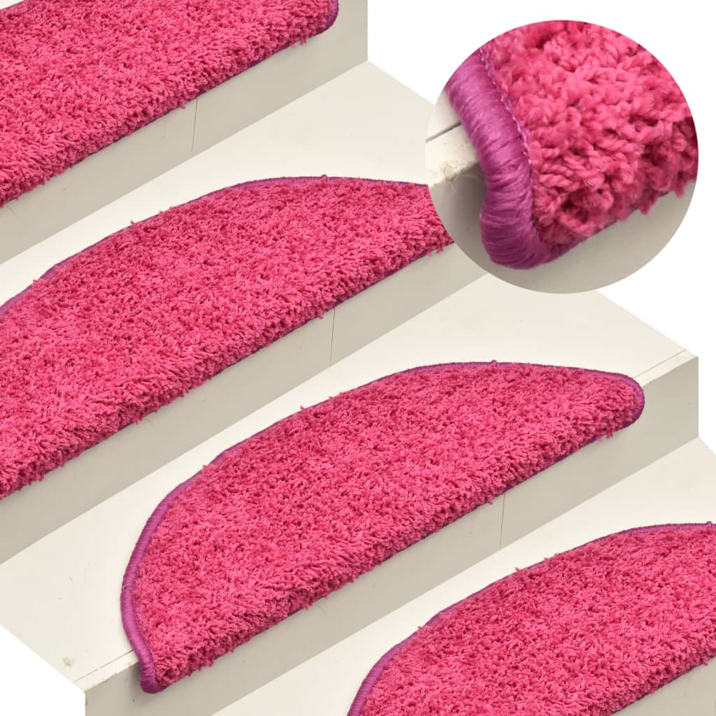 vidaXL Kobercové nášľapy na schody 15 ks ružové 56x17x3 cm