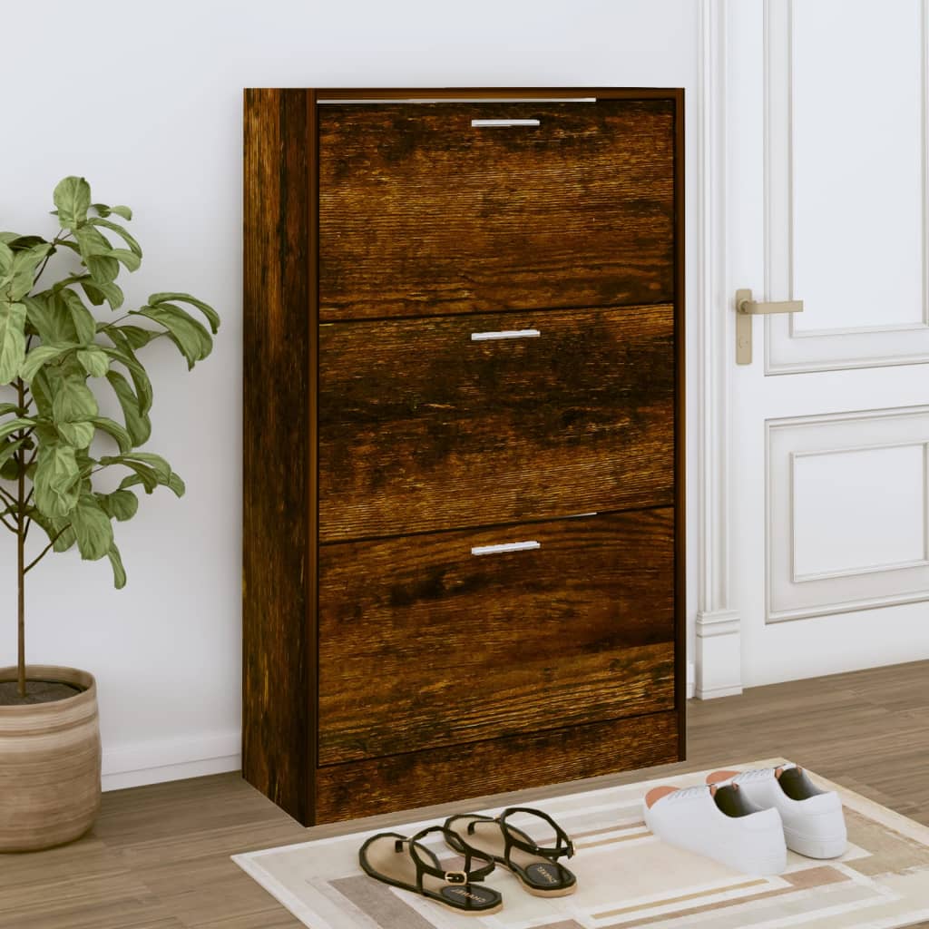 vidaXL Botník dymový dub 63x24x103 cm spracované drevo