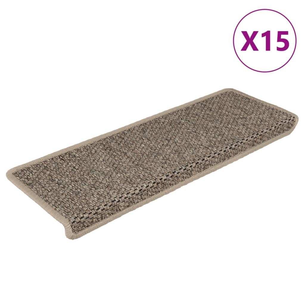 vidaXL Samolepiace nášľapy na schody vzhľad sisalu 15 ks 65x21x4 cm