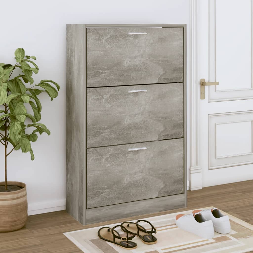 vidaXL Botník betónovo sivý 63x24x103 cm spracované drevo