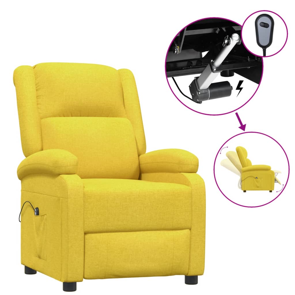 vidaXL Elektrické sklápacie kreslo, žlté, látka