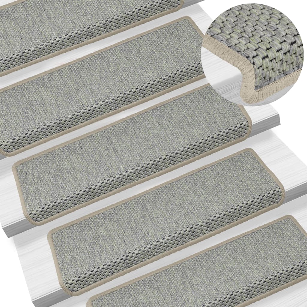 vidaXL Samolepiace nášľapy na schody vzhľad sisal 15 ks 65x21x4cm sivé