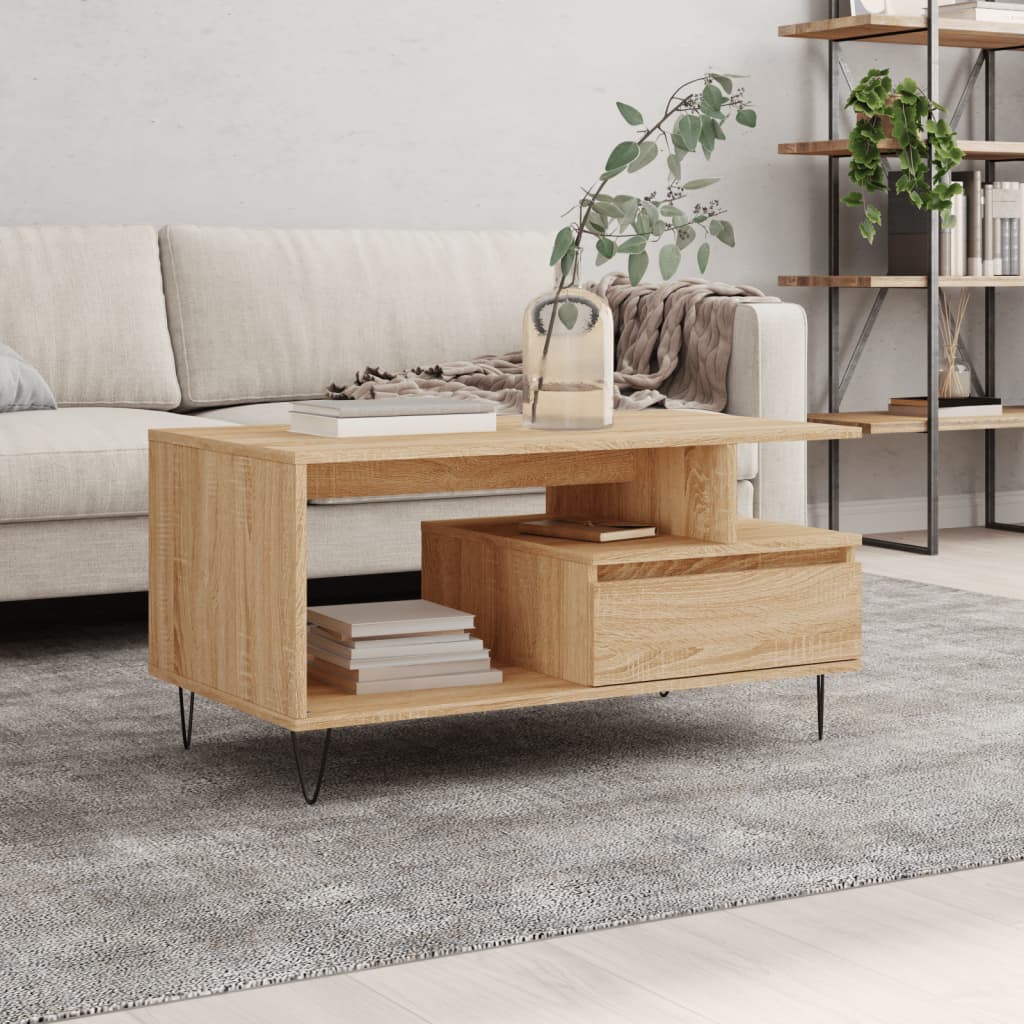 vidaXL Konferenčný stolík dub sonoma 90x49x45 cm spracované drevo