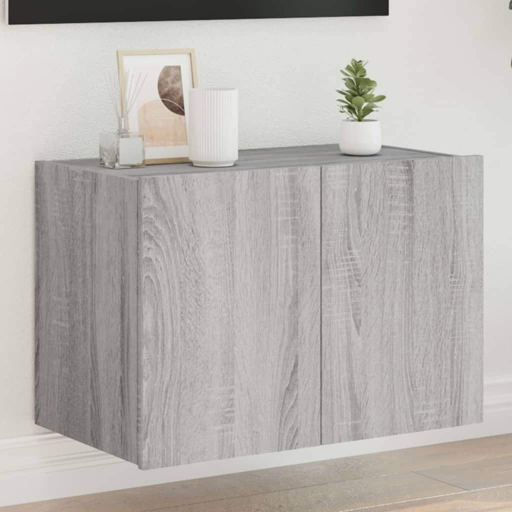 vidaXL TV nástenná skrinka s LED svetlami sivá sonoma 60x35x41 cm