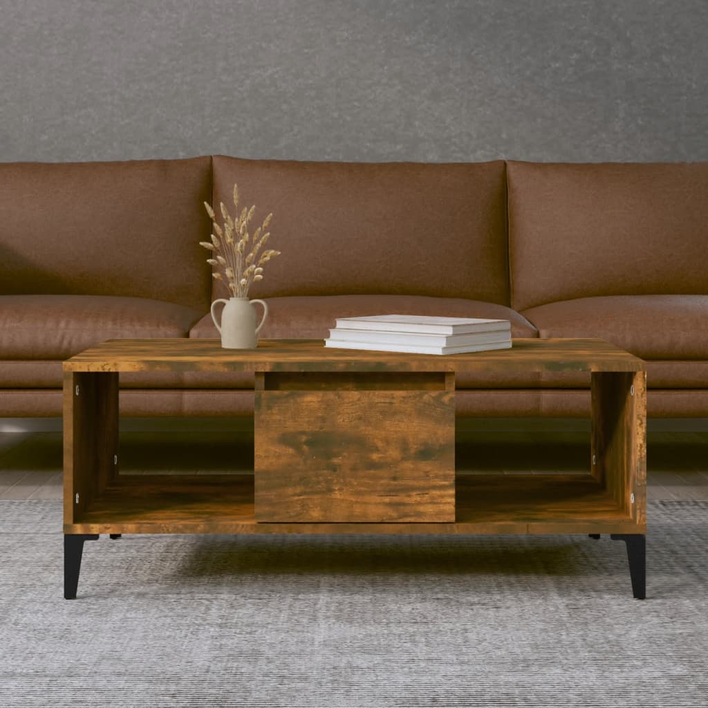vidaXL Konferenčný stolík dymový dub 90x50x36,5 cm spracované drevo