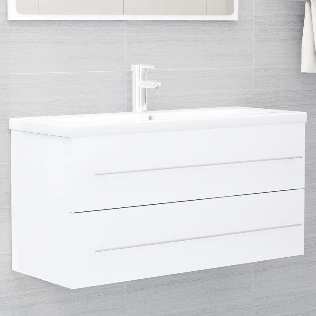 vidaXL Skrinka pod umývadlo, biela 100x38,5x48 cm, kompozitné drevo