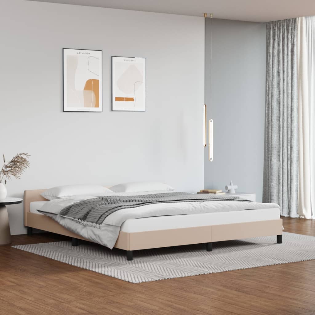 vidaXL Posteľný rám s čelom bez matraca kapučínový 160x200 cm