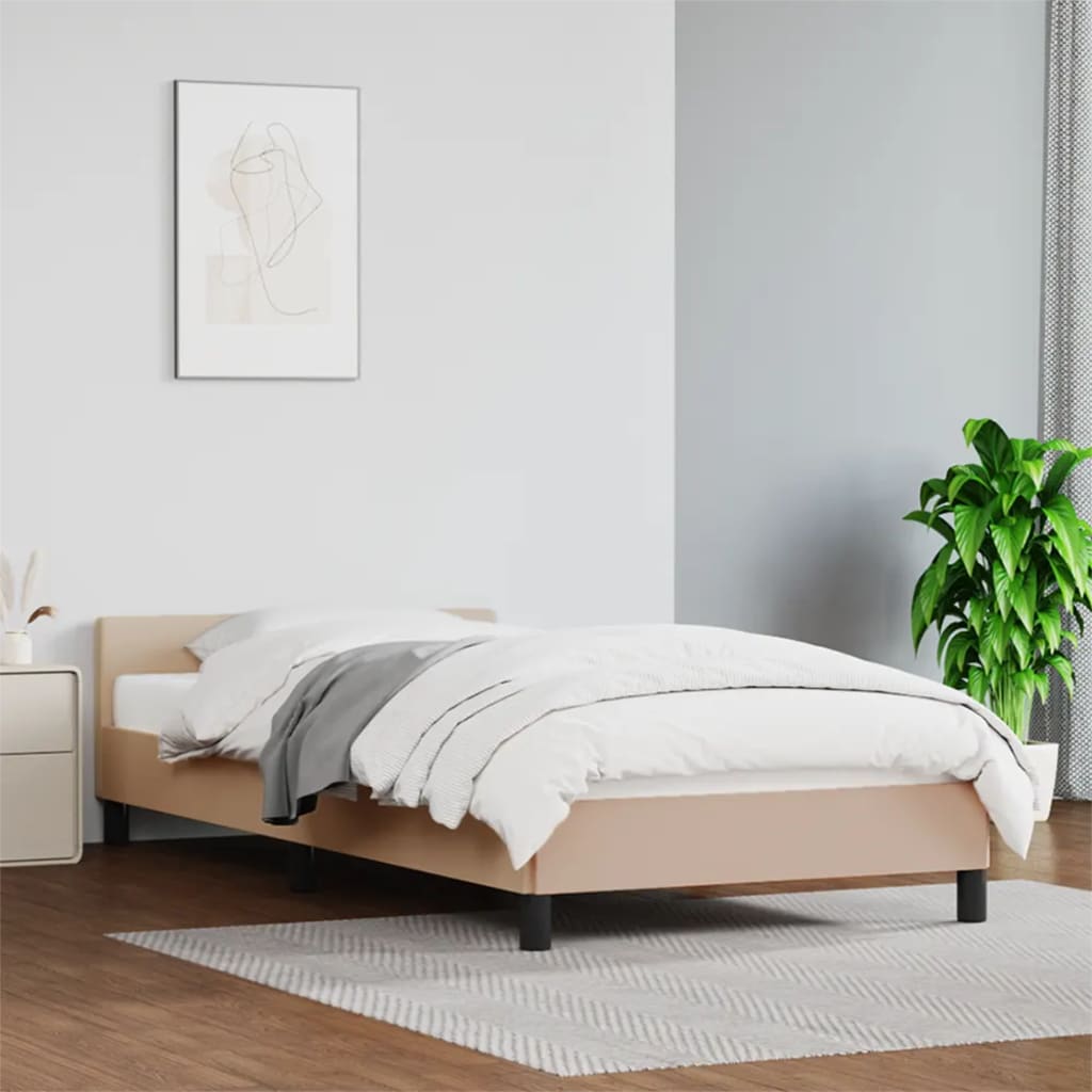 vidaXL Posteľný rám s čelom bez matraca kapučínový 90x190 cm