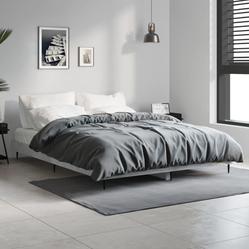 vidaXL Posteľný rám betónový sivý 135x190 cm kompozitné drevo