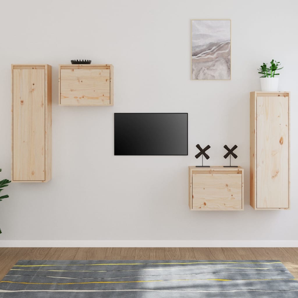 vidaXL TV skrinky 4 ks masívna borovica