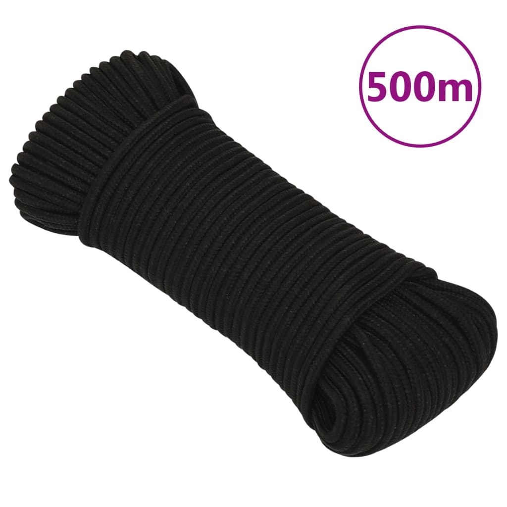 vidaXL Pracovné lano čierne 5 mm 500 m polyester