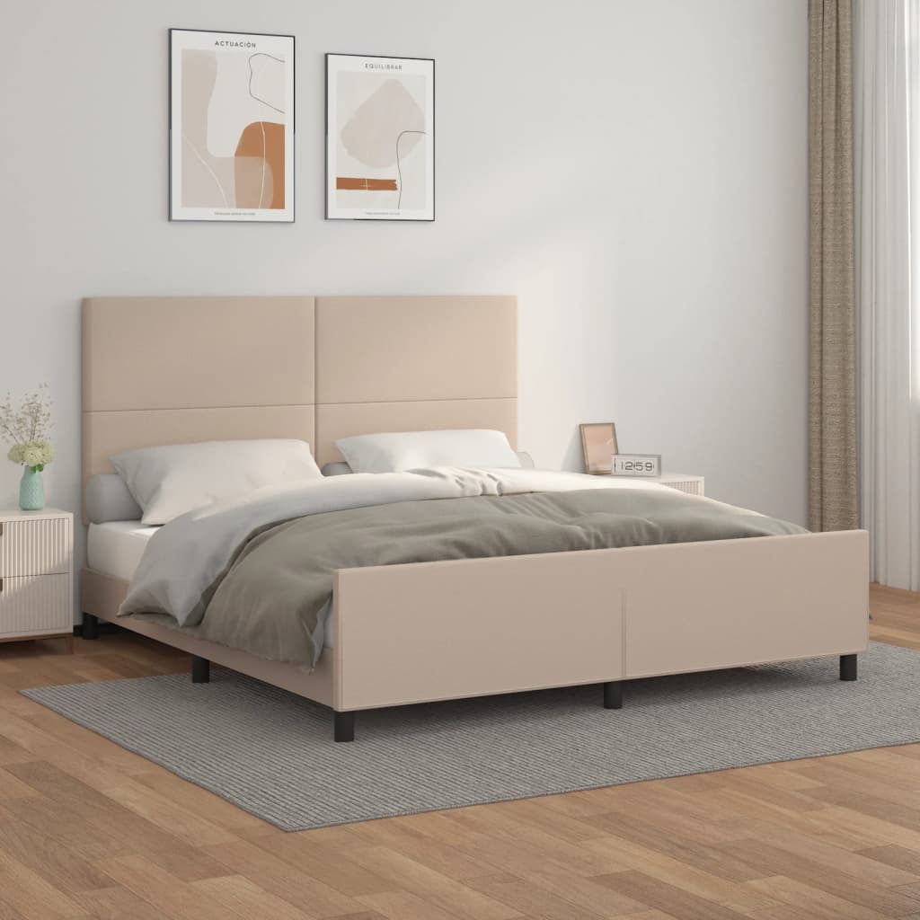 vidaXL Posteľný rám s čelom kapučínový 160x200 cm umelá koža