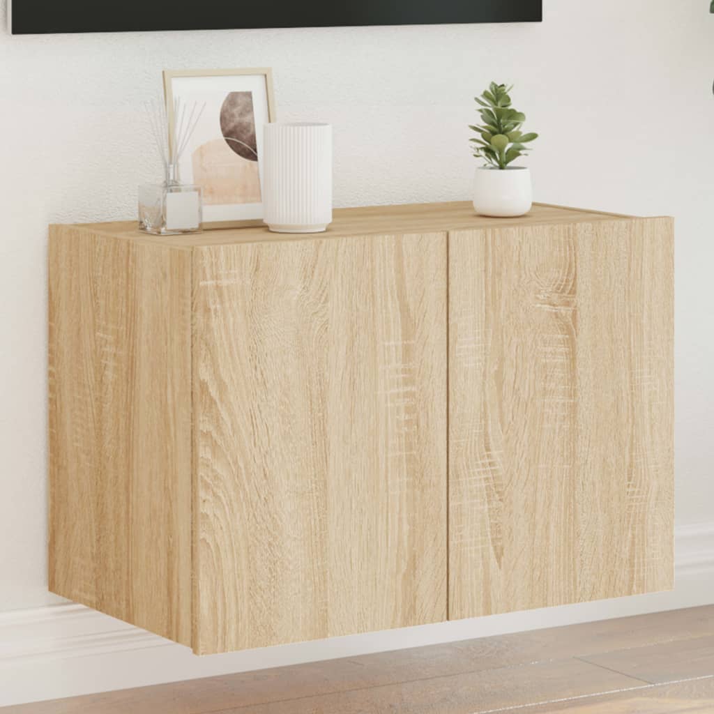 vidaXL TV nástenná skrinka s LED svetlami dub sonoma 60x35x41 cm