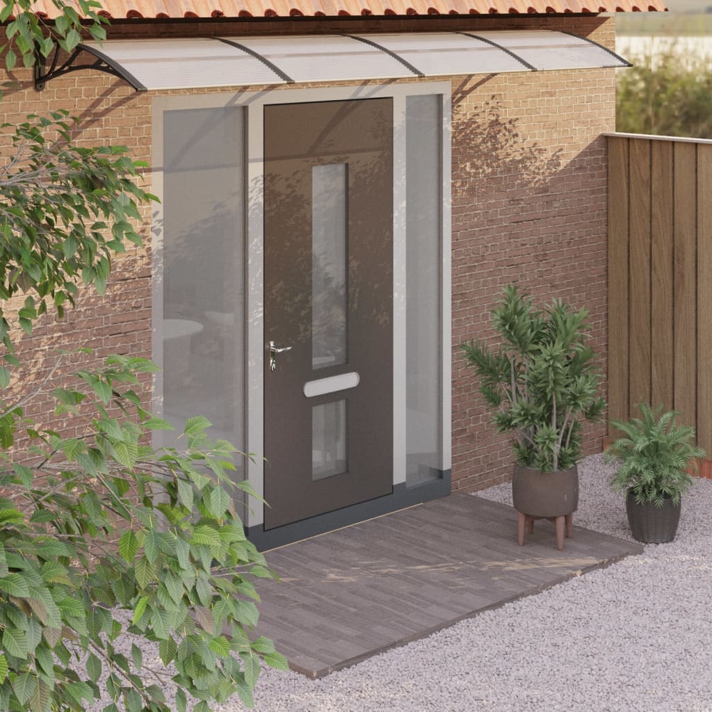 vidaXL Vchodová strieška čierna a priehľadná 350x75 cm polykarbonát