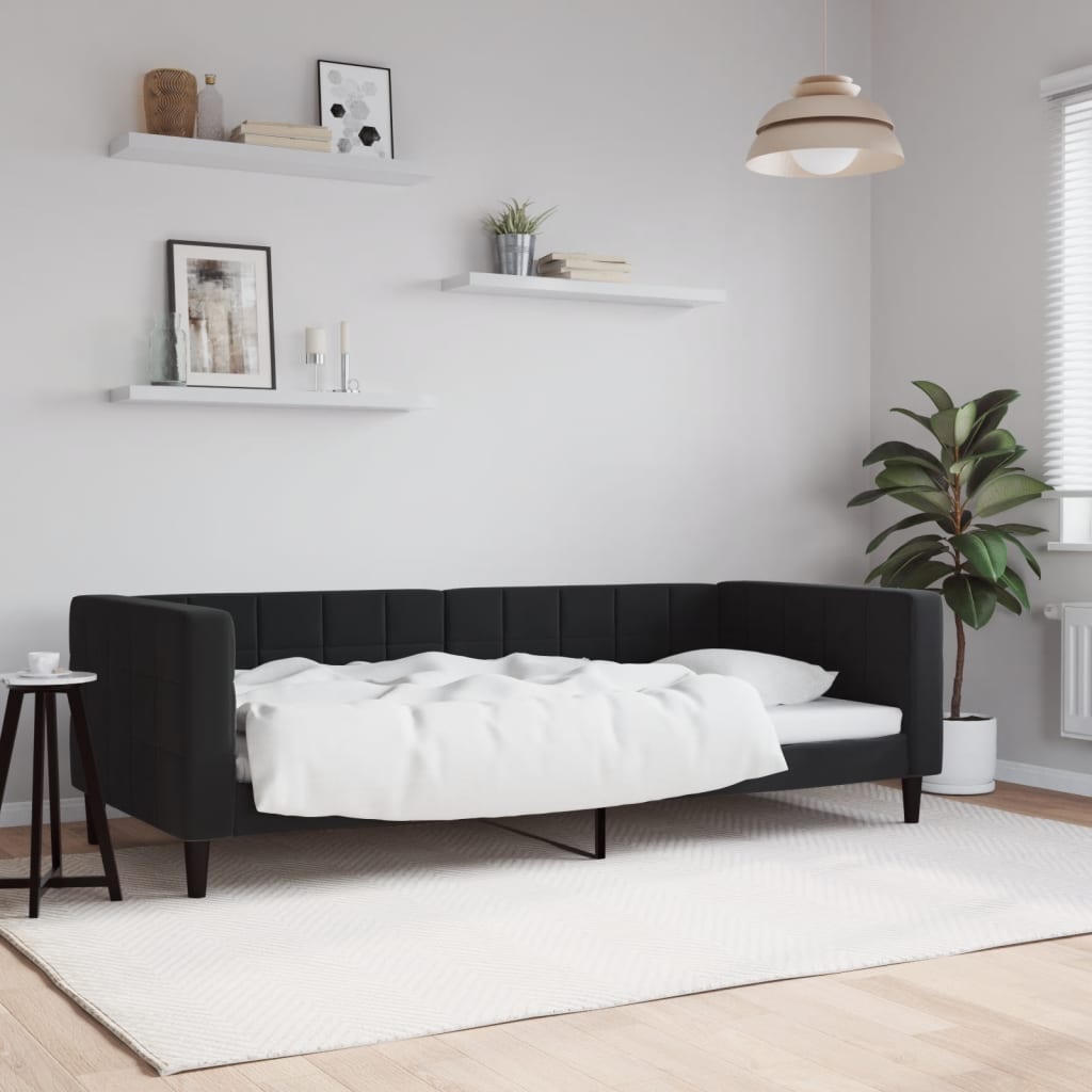 vidaXL Denná posteľ čierna 90x200 cm zamat