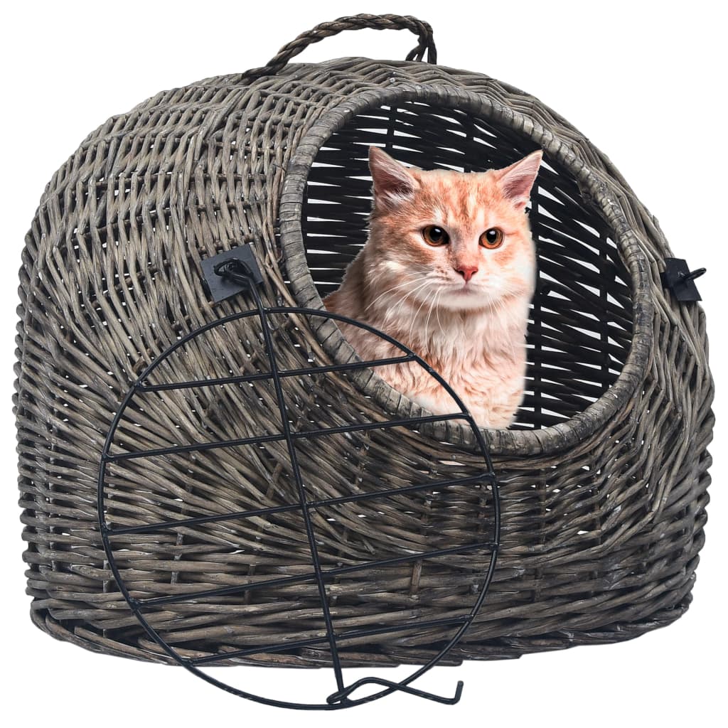 vidaXL Prepravka pre mačku sivá 45x35x35 cm prírodná vŕba