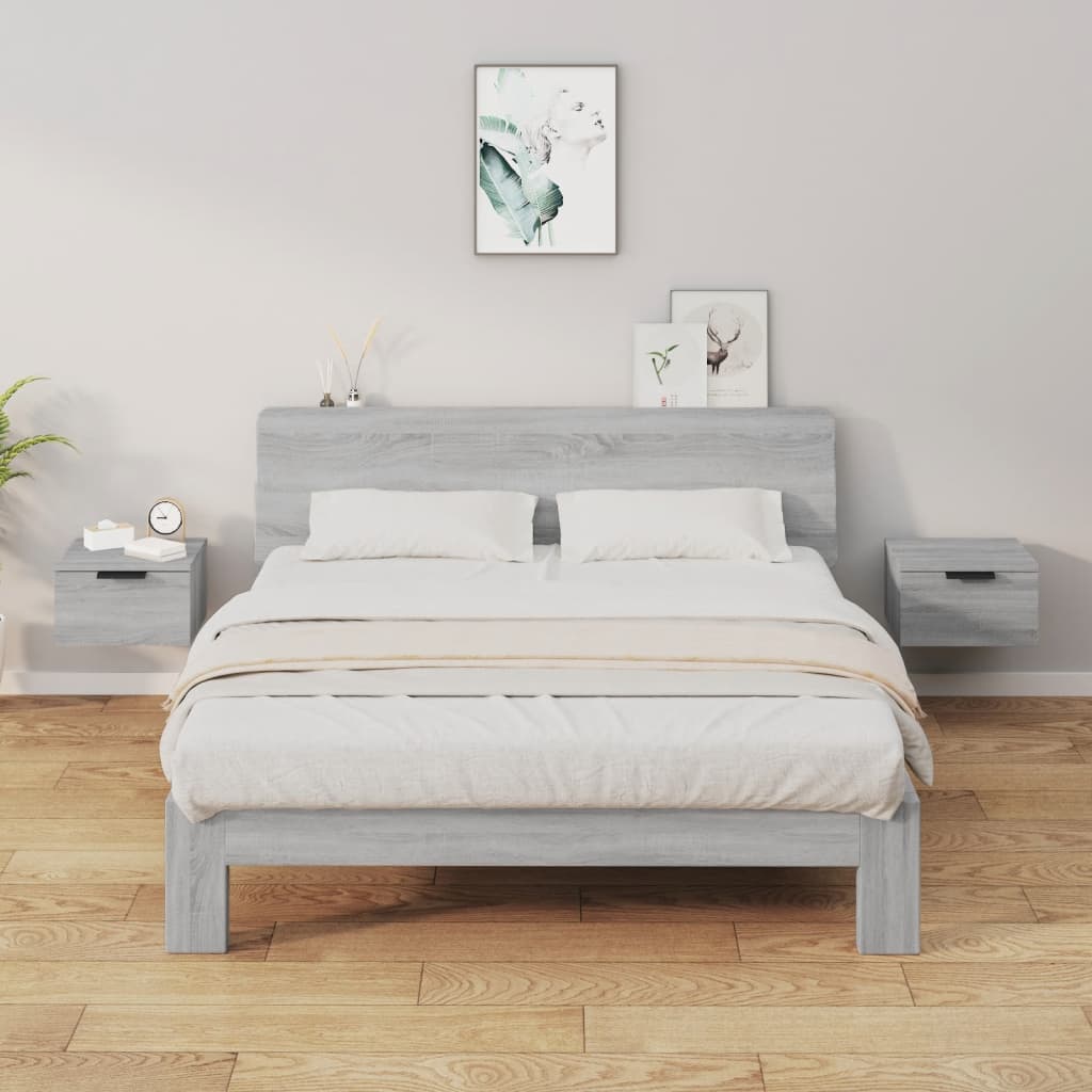 vidaXL Nástenné nočné stolíky 2 ks sivé sonoma 34x30x20 cm