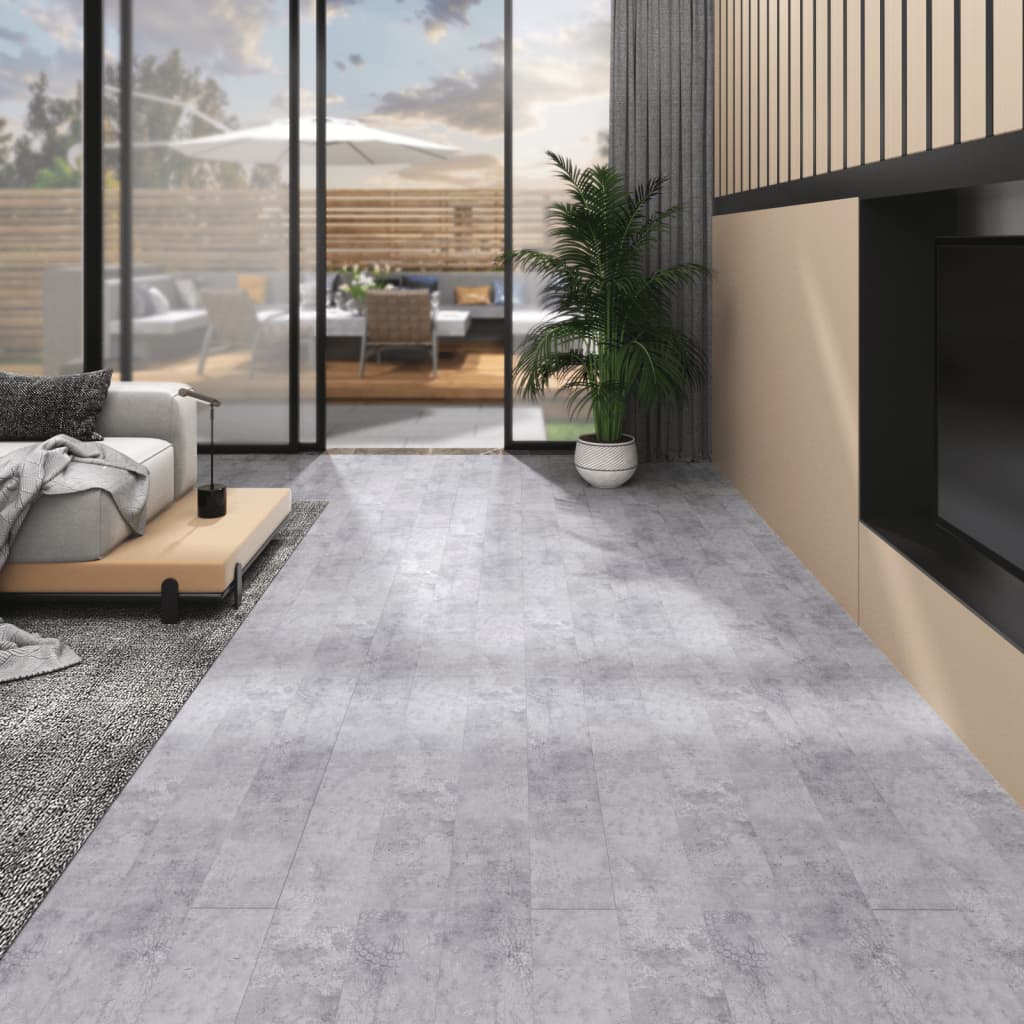 vidaXL Podlahové dosky z PVC 5,02 m² 2 mm, samolepiace, cementovo sivé