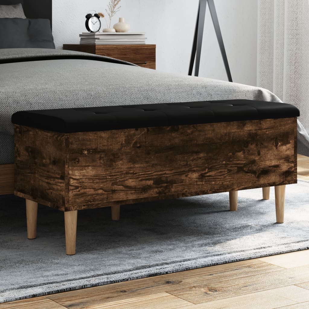 vidaXL Úložná lavička dymový dub 102x42x46 cm kompozitné drevo