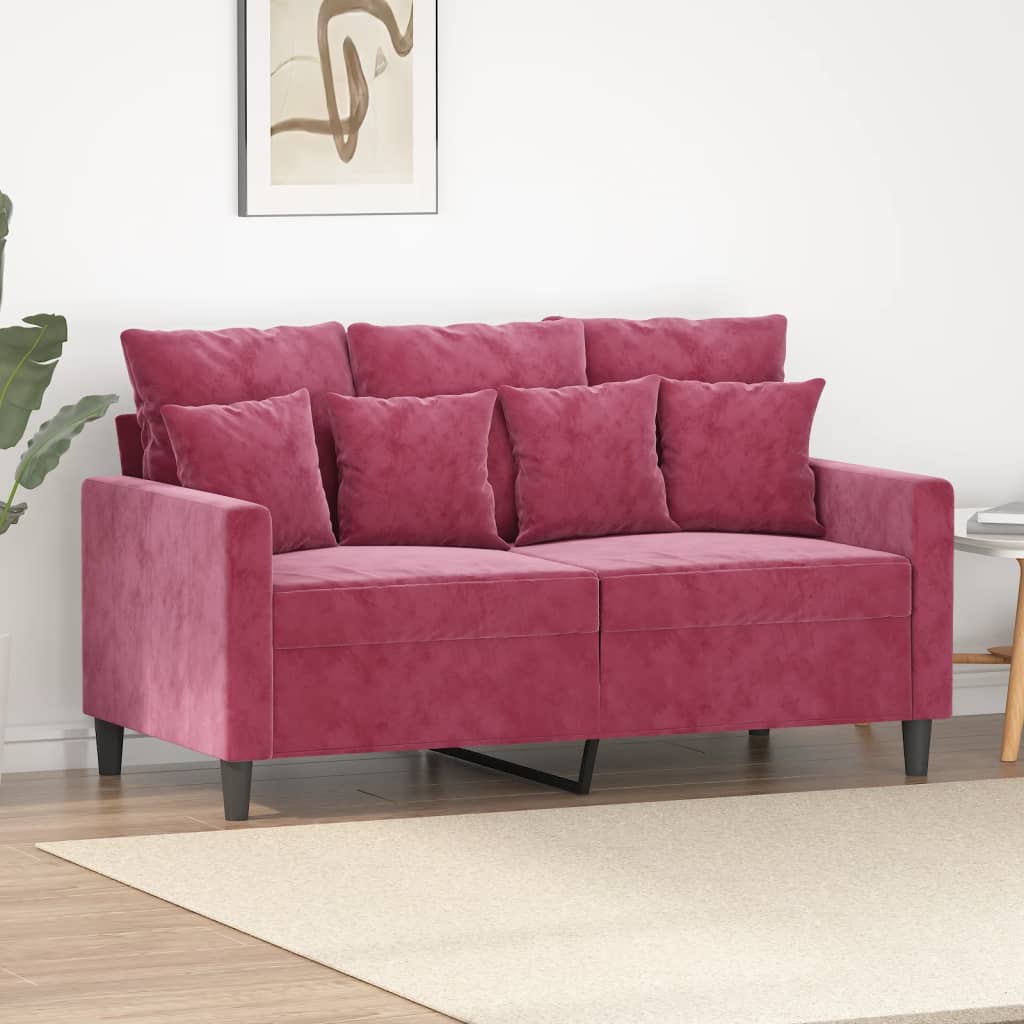 vidaXL 2-miestna pohovka vínovo-červená 120 cm zamat