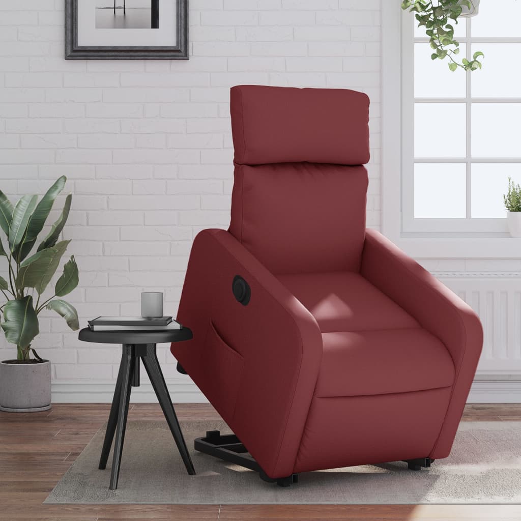 vidaXL Elektrické zdvíhacie sklápacie kreslo vínovo červené umelá koža