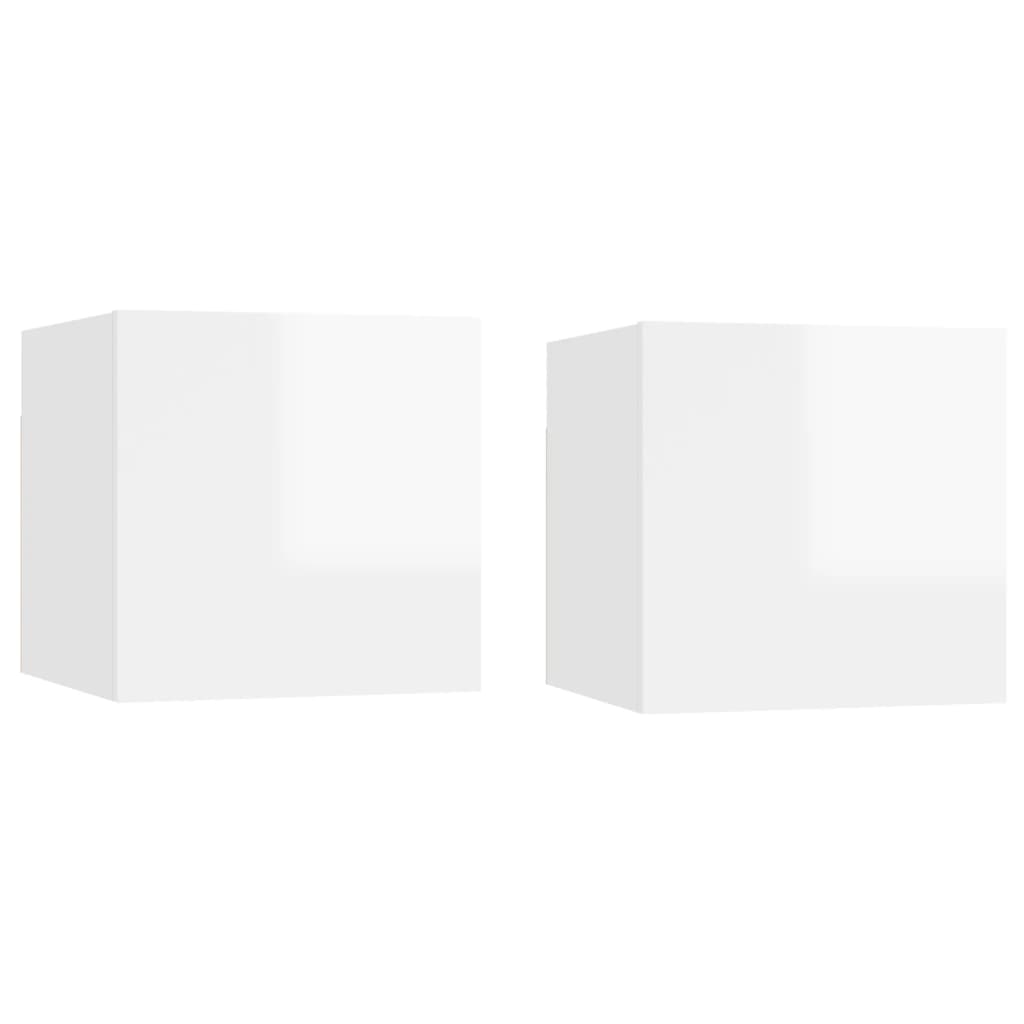 vidaXL Nočné stolíky 2 ks vysokolesklé biele 30,5x30x30 cm drevotrieska