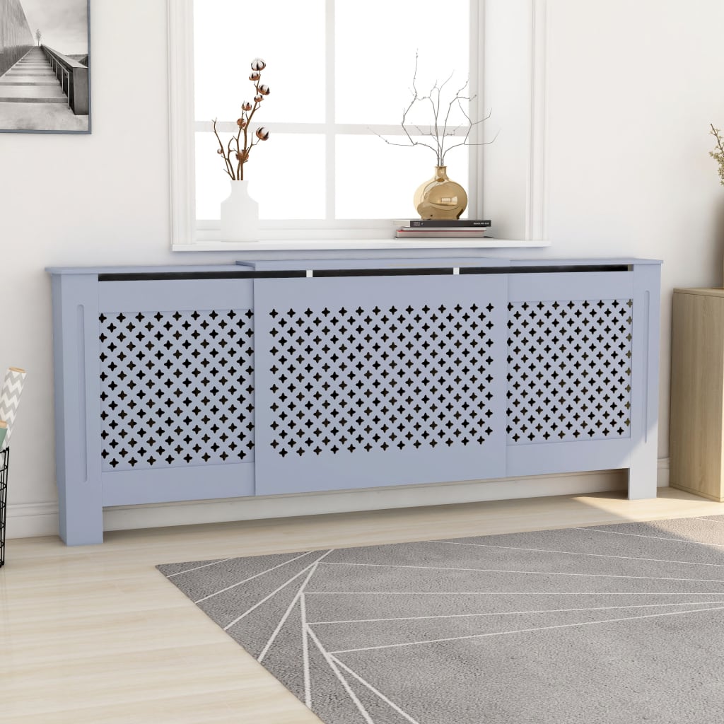 vidaXL Kryt na radiátor sivý 205 cm MDF
