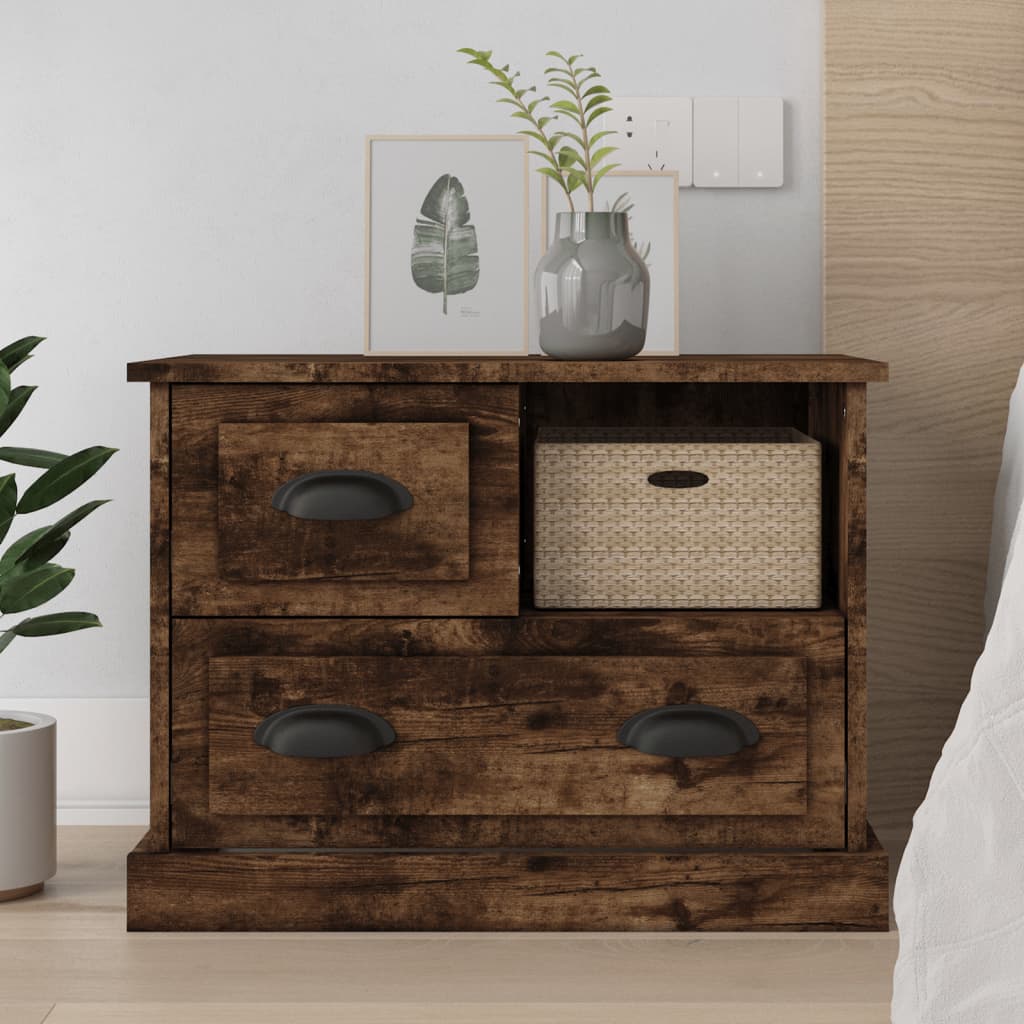 vidaXL Nočný stolík dymový dub 60x39x45 cm