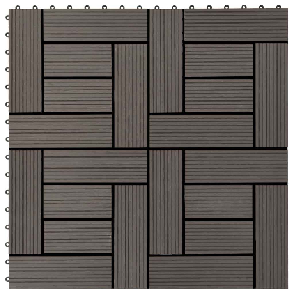 vidaXL Podlahové dlaždice z WPC 11 ks 30x30 cm 1 m2 tmavohnedé