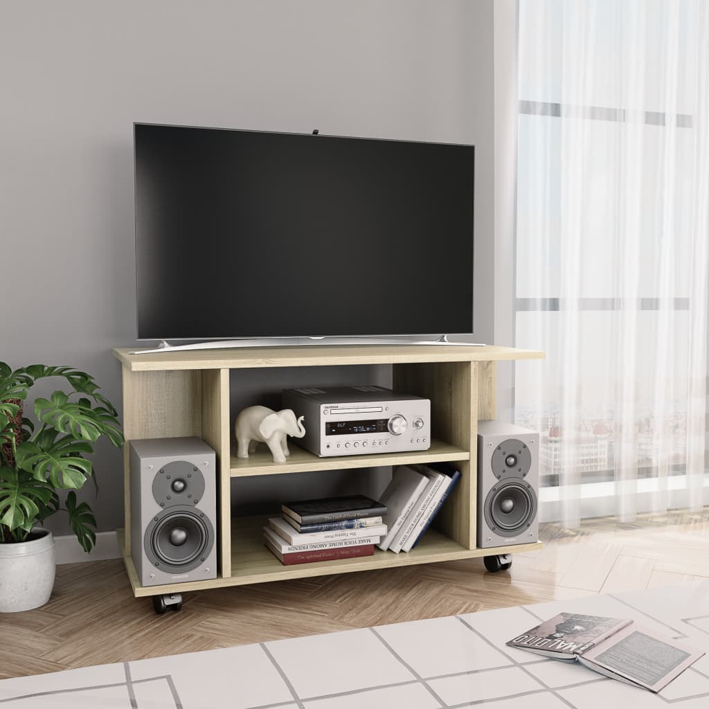 vidaXL TV skrinka s kolieskami farba dubu sonoma 80x40x45 cm
